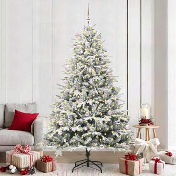 Albero di Natale Artificiale Pre-illuminato con Set di Palline