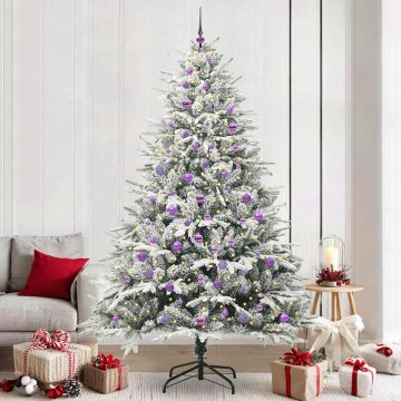 Albero di Natale Artificiale Pre-illuminato con Set di Palline