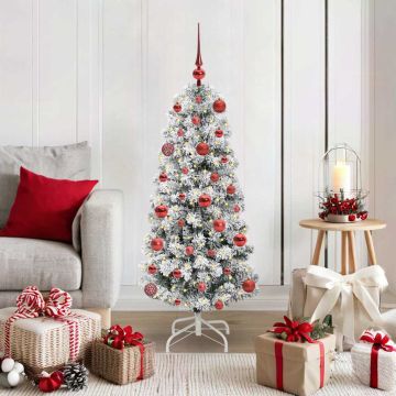 Albero di Natale Artificiale con Rami Pieghevoli Verde e Bianco