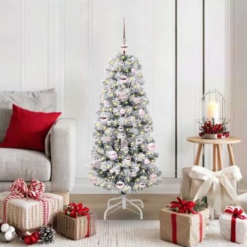 Albero di Natale Artificiale con Rami Pieghevoli Verde e Bianco