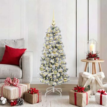 Albero di Natale Artificiale con Rami Pieghevoli Verde e Bianco
