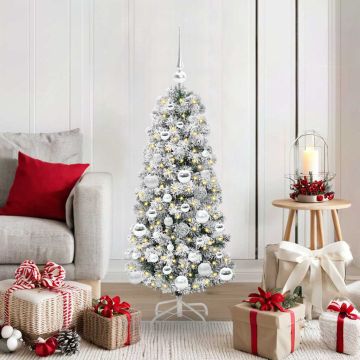 Albero di Natale Artificiale con Rami Pieghevoli Verde e Bianco