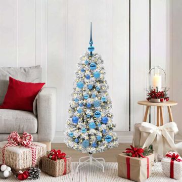 Albero di Natale Artificiale con Rami Pieghevoli Verde e Bianco