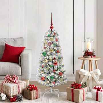 Albero di Natale Artificiale con Rami Pieghevoli Verde e Bianco