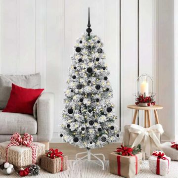 Albero di Natale Artificiale con Rami Pieghevoli Verde e Bianco