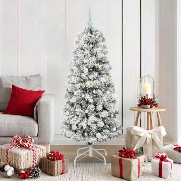 Albero di Natale Artificiale con Rami Pieghevoli Verde e Bianco