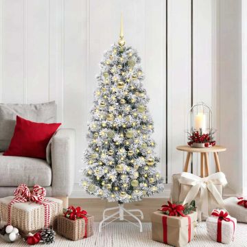Albero di Natale Artificiale con Rami Pieghevoli Verde e Bianco