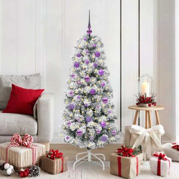 Albero di Natale Artificiale con Rami Pieghevoli Verde e Bianco