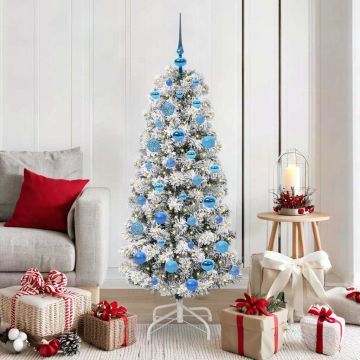 Albero di Natale Artificiale con Rami Pieghevoli Verde e Bianco