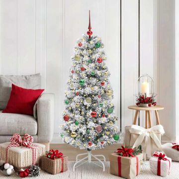 Albero di Natale Artificiale con Rami Pieghevoli Verde e Bianco
