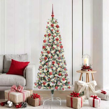 Albero di Natale Artificiale con Rami Pieghevoli Verde e Bianco