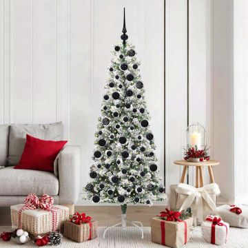 Albero di Natale Artificiale con Rami Pieghevoli Verde e Bianco