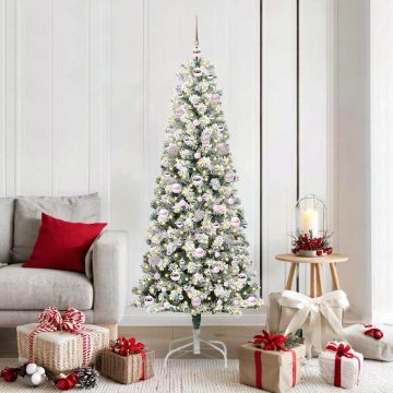 Albero di Natale Artificiale con Rami Pieghevoli Verde e Bianco
