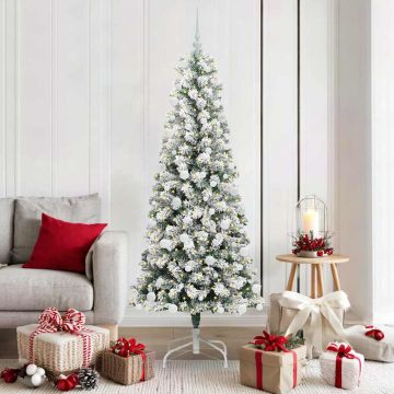 Albero di Natale Artificiale con Rami Pieghevoli Verde e Bianco