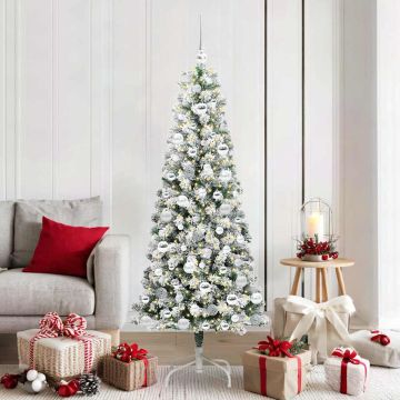 Albero di Natale Artificiale con Rami Pieghevoli Verde e Bianco