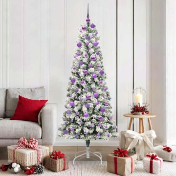 Albero di Natale Artificiale con Rami Pieghevoli Verde e Bianco