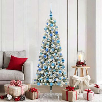 Albero di Natale Artificiale con Rami Pieghevoli Verde e Bianco