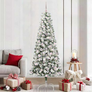 Albero di Natale Artificiale con Rami Pieghevoli Verde e Bianco