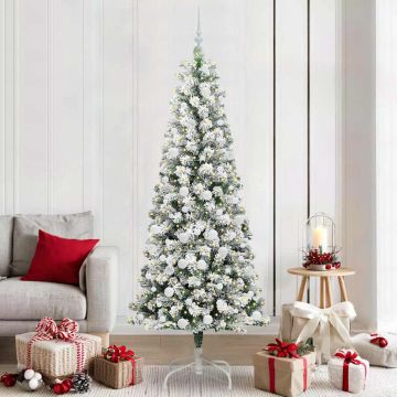 Albero di Natale Artificiale con Rami Pieghevoli Verde e Bianco