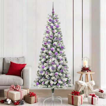 Albero di Natale Artificiale con Rami Pieghevoli Verde e Bianco