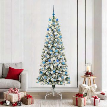 Albero di Natale Artificiale con Rami Pieghevoli Verde e Bianco