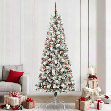 Albero di Natale Artificiale con Rami Pieghevoli Verde e Bianco
