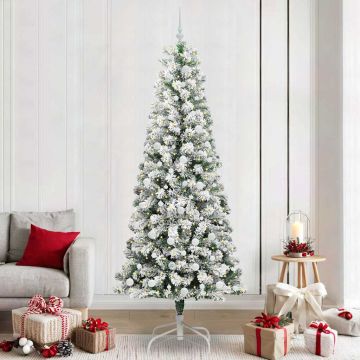 Albero di Natale Artificiale con Rami Pieghevoli Verde e Bianco