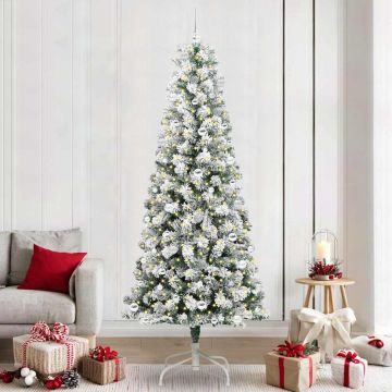 Albero di Natale Artificiale con Rami Pieghevoli Verde e Bianco