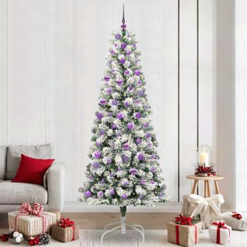 Albero di Natale Artificiale con Rami Pieghevoli Verde e Bianco