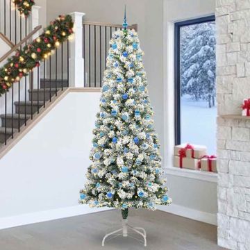 Albero di Natale Artificiale con Rami Pieghevoli Verde e Bianco