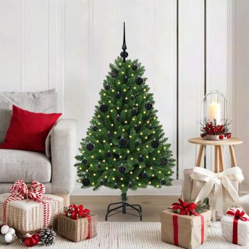 Albero di Natale artificiale 120 cm 150 LED Bianco caldo Verde