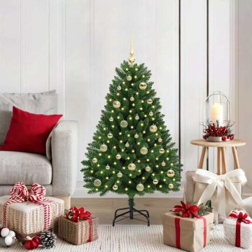 Albero di Natale artificiale 120 cm 150 LED Bianco caldo Verde