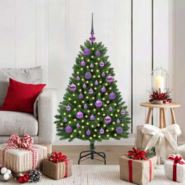Albero di Natale artificiale 120 cm 150 LED Bianco caldo Verde