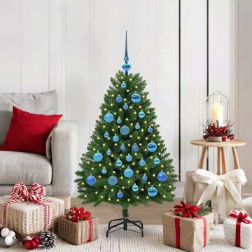 Albero di Natale artificiale 120 cm 150 LED Bianco caldo Verde