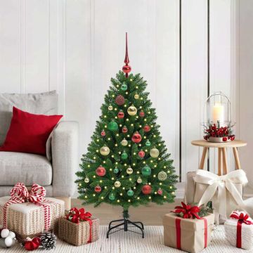 Albero di Natale artificiale 120 cm 150 LED Bianco caldo Verde