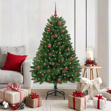 Albero di Natale artificiale 150 cm 150 LED Bianco caldo Verde