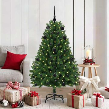 Albero di Natale artificiale 150 cm 150 LED Bianco caldo Verde