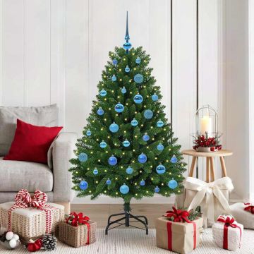 Albero di Natale artificiale 150 cm 150 LED Bianco caldo Verde