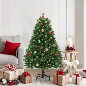 Albero di Natale artificiale 150 cm 150 LED Bianco caldo Verde