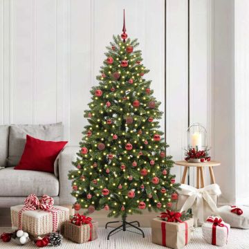 Albero di Natale artificiale 180 cm 300 LED Bianco caldo Verde