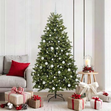Albero di Natale artificiale 180 cm 300 LED Bianco caldo Verde
