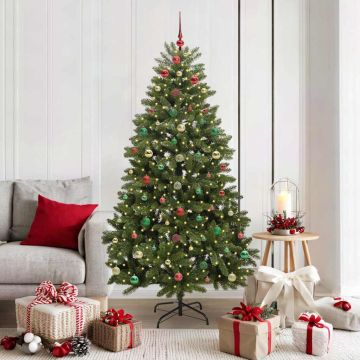 Albero di Natale artificiale 180 cm 300 LED Bianco caldo Verde