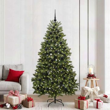 Albero di Natale artificiale 210 cm 300 LED Bianco caldo Verde