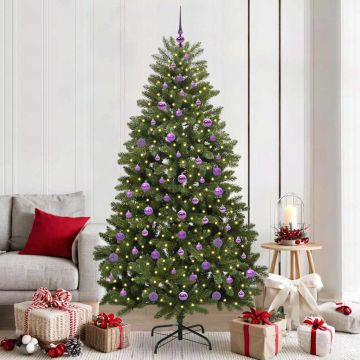 Albero di Natale artificiale 210 cm 300 LED Bianco caldo Verde