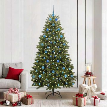 Albero di Natale artificiale 210 cm 300 LED Bianco caldo Verde