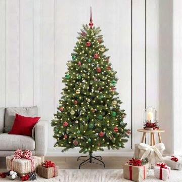Albero di Natale artificiale 210 cm 300 LED Bianco caldo Verde