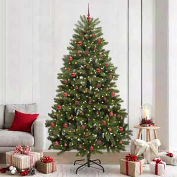 Albero di Natale artificiale 240 cm 300 LED Bianco caldo Verde