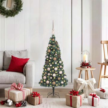 Albero di Natale artificiale preilluminato con set di palline