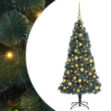 Albero di Natale Artificiale Pre-illuminato con Set di Palline