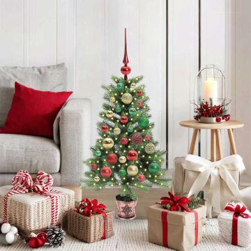 Albero di Natale con 150 LED con supporto Verde 90 cm PE